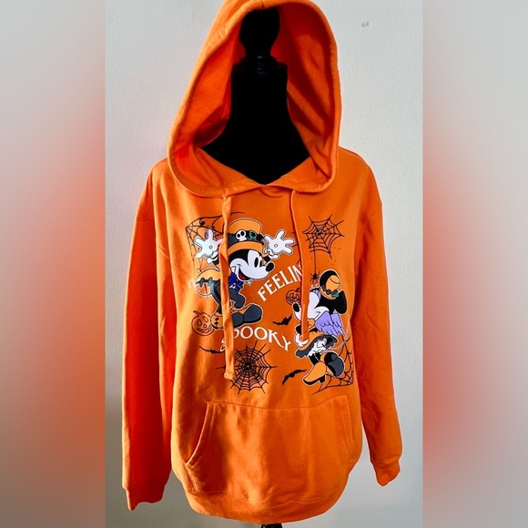 Disney Halloween Mickey Mouse hoodie sweatshirt kangaroo pocket orange XL EUC - Picture 2 of 10